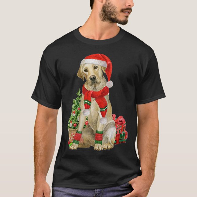 Kvinnors Gul lab arbetsplats Julgran Hund Kärlek T Shirt (Framsida)