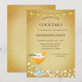 Kvinnors Guld 40:e födelsedagscocktail-Party Inbjudningar
