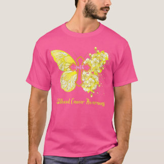 Kvinnors Gult Butterfly Faith Childnature Cancer A T Shirt