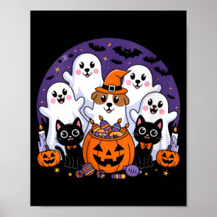Kvinnors Halloween Hund Spöke Halloween Hund Rolig Poster