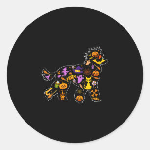 Kvinnors halloween pudel hund runt klistermärke