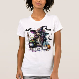 Kvinnors Halloween Skeleton Witch T-Shirt - roligt