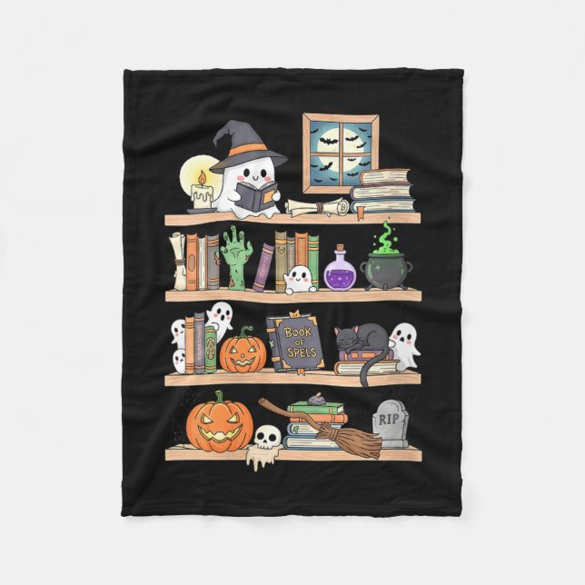 Kvinnors halloweenböcker spöke  fleecefilt (Framsidan)
