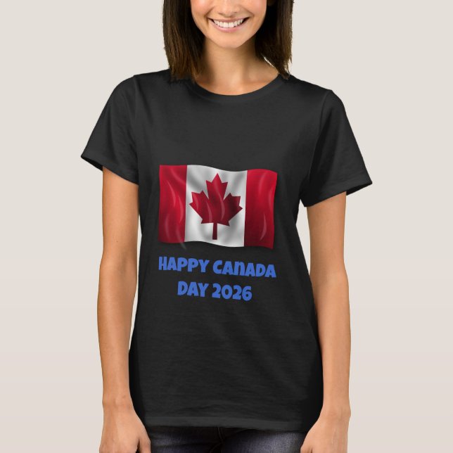 Kvinnors Happy Canada Day T-shirt (Framsida)