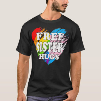 Kvinnors hbt-högkvartersfria syster Hugs Gay pride T Shirt