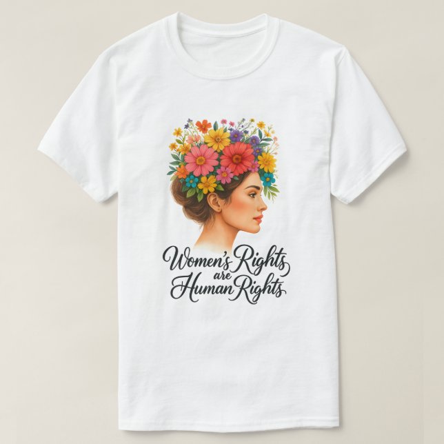 Kvinnors Höger är ökat medinflytande för Blommigte T Shirt (Design framsida)