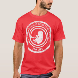Kvinnors Höger som börjar i Vintagen Womb Pro Life T Shirt