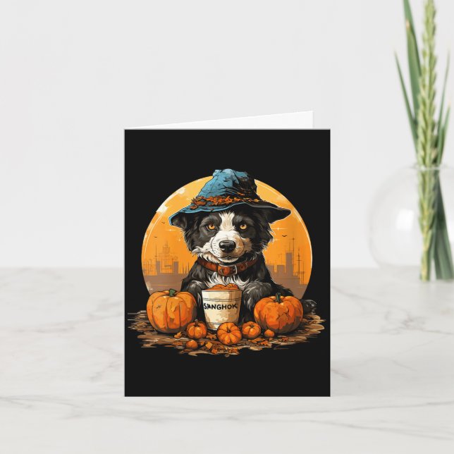 Kvinnors hund halloween  kort (Framsida)