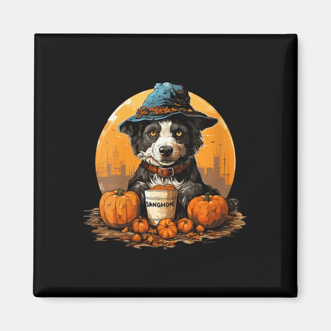 Kvinnors hund halloween  magnet (Framsidan)