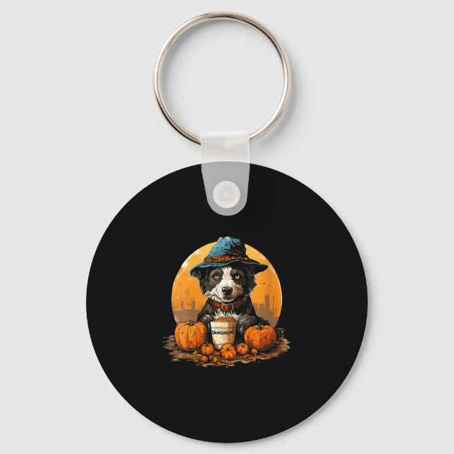 Kvinnors hund halloween  nyckelring (Framsida)