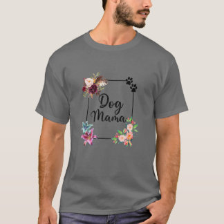 Kvinnors Hund Mamma Tema Kvinnor Mamma Blommigt Bl T Shirt