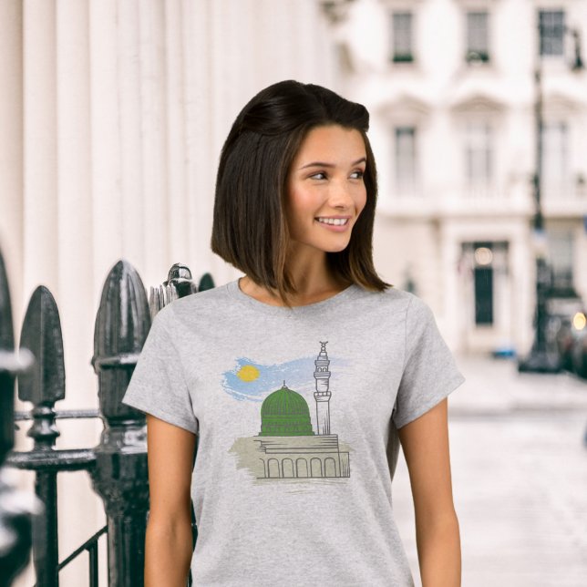 Kvinnors islamiska t-shirt: Masjid an-Nabawi & Fre T Shirt (Skapare uppladdad)