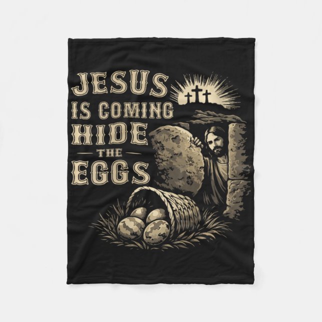 Kvinnors Jesus Kommer, Göm Äggen Påskdagen  Fleecefilt (Framsidan)