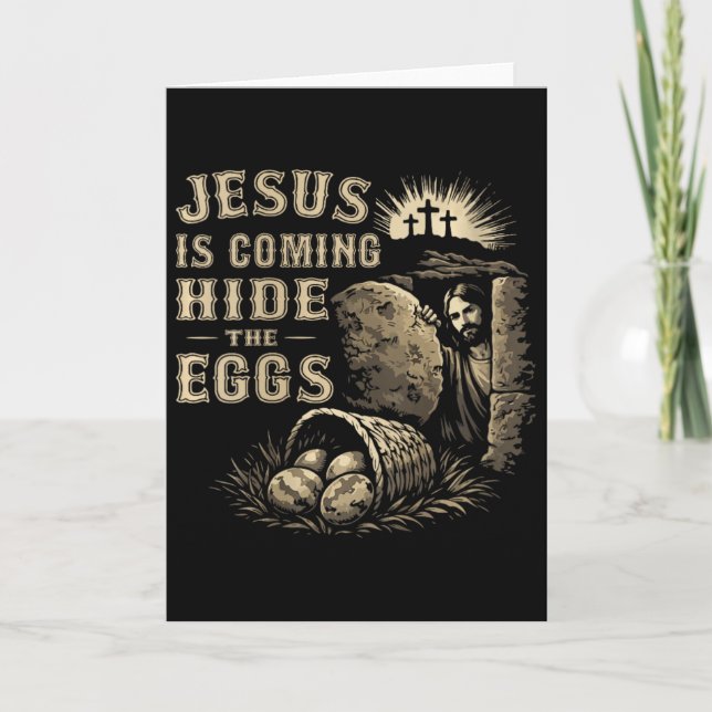 Kvinnors Jesus Kommer, Göm Äggen Påskdagen  Kort (Framsida)