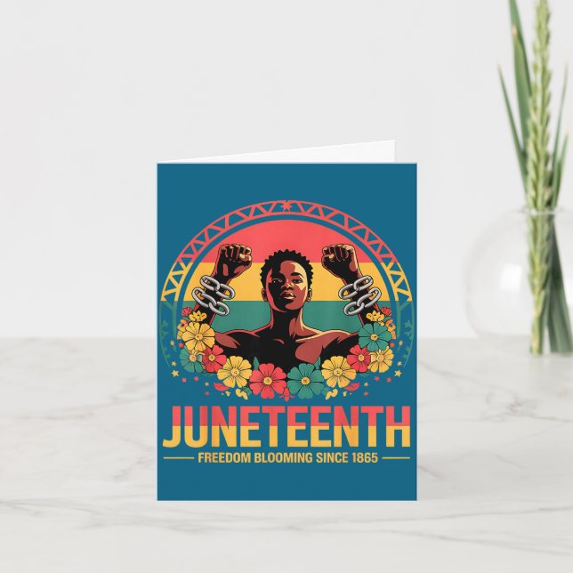 Kvinnors juneteenth blommande frihetsdag svart his kort (Framsida)