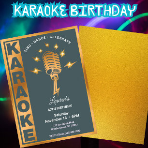 Kvinnors Karaoke 50:e (redigerbar) Födelsedagsfest Inbjudningar