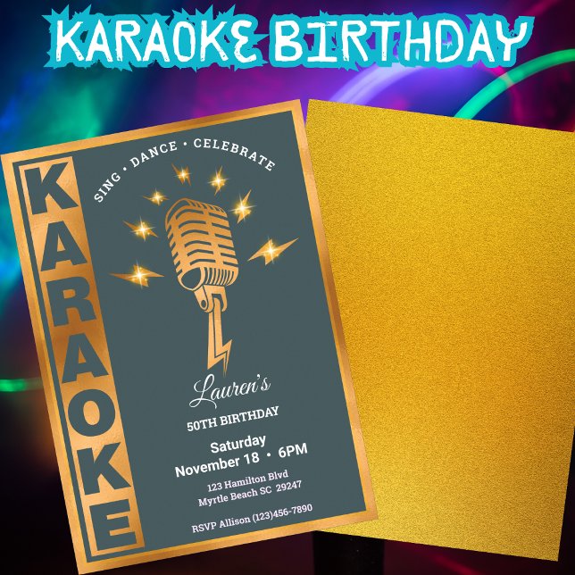 Kvinnors Karaoke 50:e (redigerbar) Födelsedagsfest Inbjudningar (Skapare uppladdad)