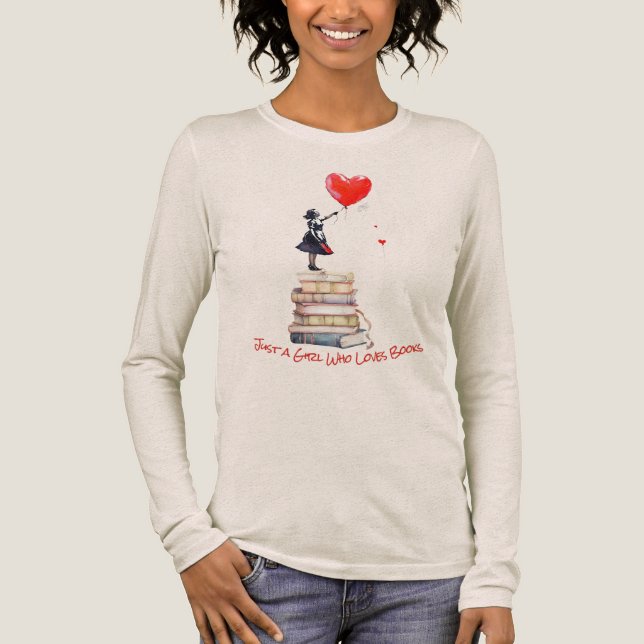 Kvinnors kärlek till böcker Långärmad T-shirt (Framsida)