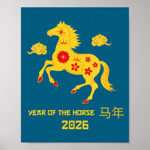 Kvinnors kinesiska zodiak nyår för hästen 2026 fir poster