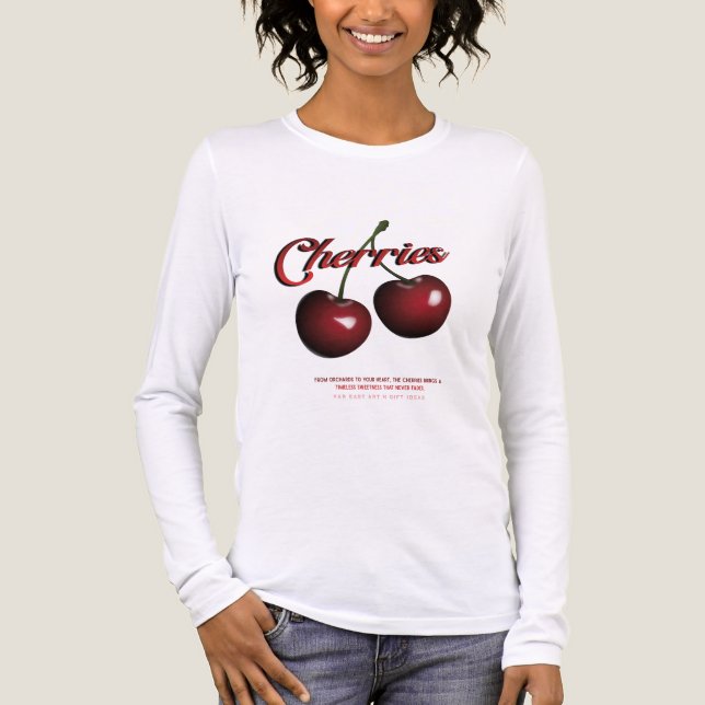 Kvinnors Körsbär Långärmad T-shirt  (Framsida)