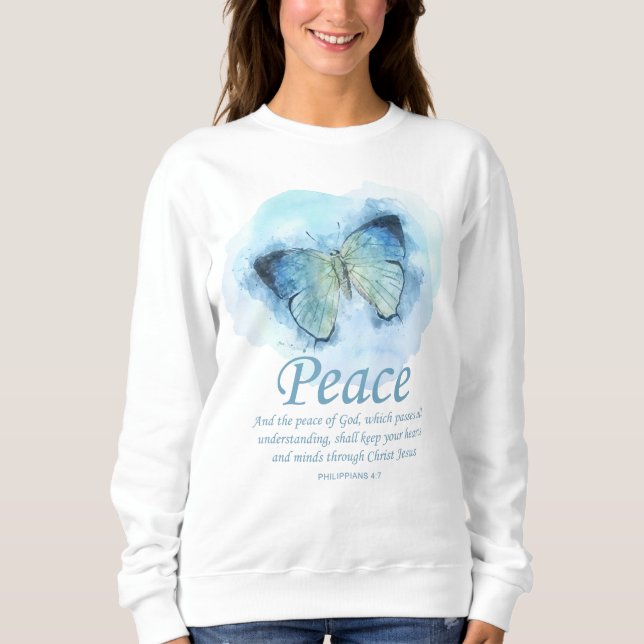 Kvinnors kristna Butterfly Bible Verse:Fred T Shirt (Framsida)