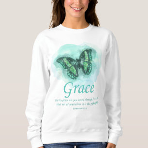 Kvinnors kristna Butterfly Bible Verse: Grace T Shirt