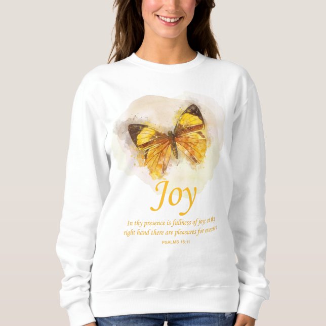 Kvinnors kristna Butterfly Bible Verse:Joy T Shirt (Framsida)