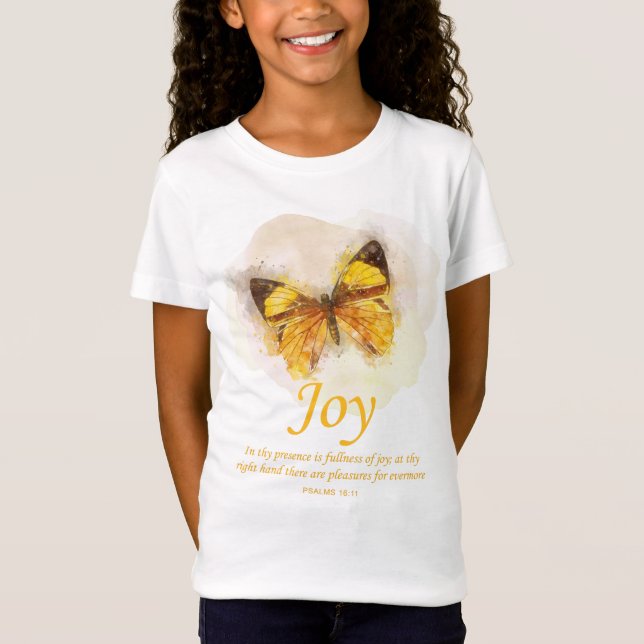 Kvinnors kristna Butterfly Bible Verse:Joy T Shirt (Framsida)