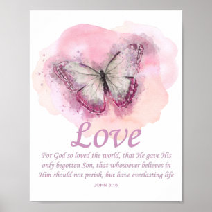 Kvinnors kristna Butterfly Bible Verse:Kärlek Poster