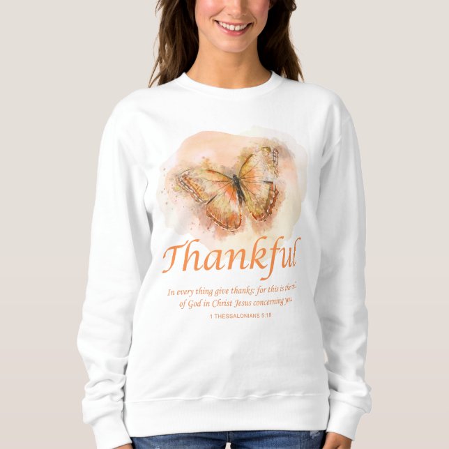 Kvinnors kristna fjärilsbibelverse: Tack T Shirt (Framsida)