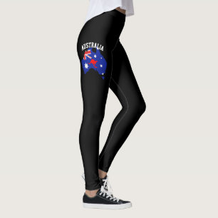 Kvinnors Land Kangroo Blue & Red Australian Flagga Leggings