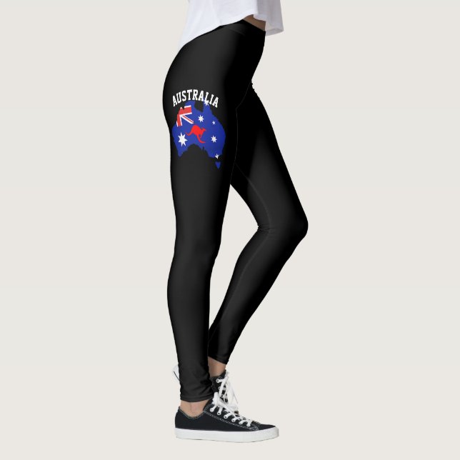 Kvinnors Land Kangroo Blue & Red Australian Flagga Leggings (Höger)