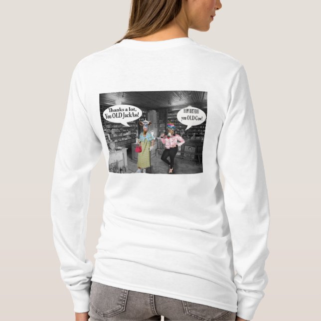 Kvinnors långärmad T. grattis på födelsedagen ko o T Shirt (Baksida)