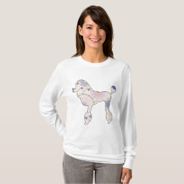 Kvinnors Långärmad T- Shirt med vintage pudel Tröja