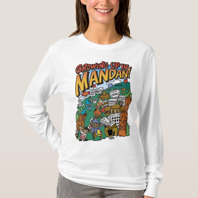 Kvinnors Långärmad "Uppväxt i mandan" T-shirt (Framsida)