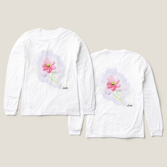 Kvinnors långärmade t-shirts : Irisblomma (Design framsida och baksida)