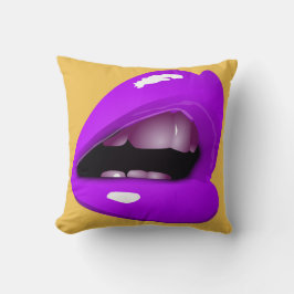 Kvinnors Läppar i Lila Pillow Kudde