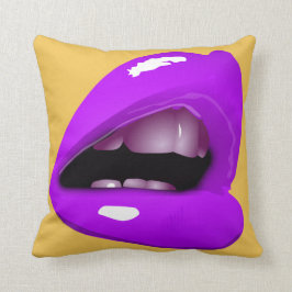 Kvinnors Läppar i Lila Pillow Kudde