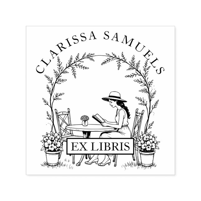 Kvinnors läs- och skrivande trädgårdsblommor från  självfärgande stämpel (Design)