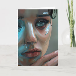 Kvinnors Ledsen Ansikte | Gråter tomt Kort