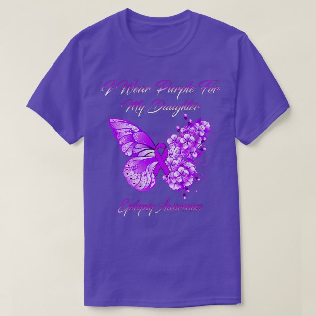 Kvinnors Lila vid Bära för epilepsi Brain Krig T Shirt (Design framsida)