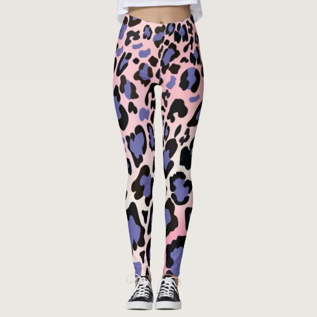 Kvinnors Lila - VILD CHEETAH Leggings (Framsida)