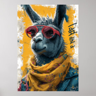 Kvinnors LunarPunk Lama T-Shirt Design Poster