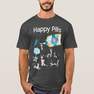 Kvinnors Lyckliga Piller Husky Hundar Söt Husky Äl T Shirt