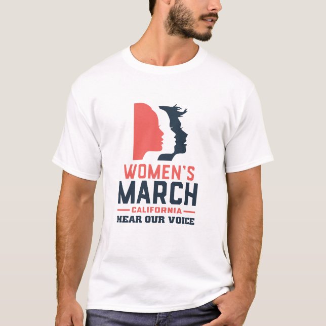 Kvinnors marsch Kalifornien hör vår röst T Shirt (Framsida)