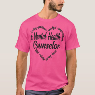 Kvinnors mentalvårdsrådgivare Heart Ord Cloud VN T Shirt