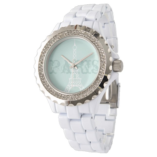 Kvinnors Mint Eiffel Torn Paris Watch Gift Armbandsur (Vinklad)