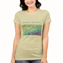 Kvinnors mjuka Cream T-shirt: Seashore Art / Text