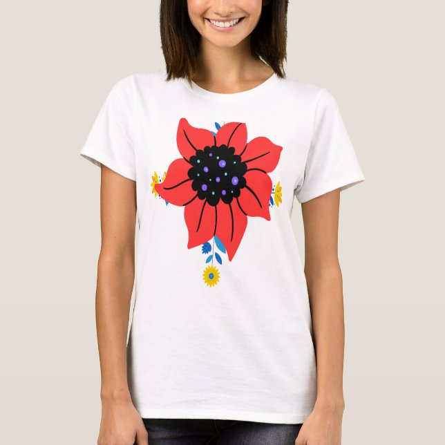 Kvinnors mode >Blomtskjorta T Shirt (Framsida)