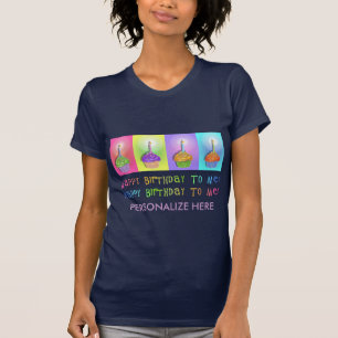Kvinnors Mörk Tes - Muffinsar på födelsedagen Tee Shirt